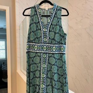 London Times Green Print Dress